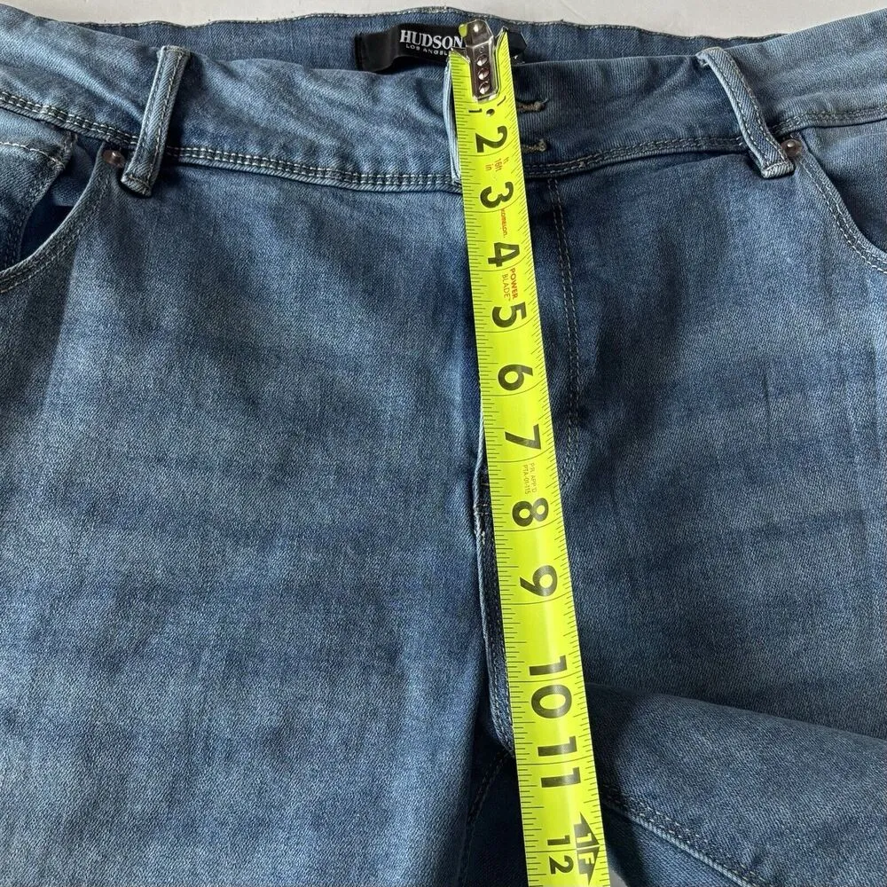 Hudson Midrise Straight Leg Blue Denim Jeans Women's Size 14 Festival Casual - Image 8