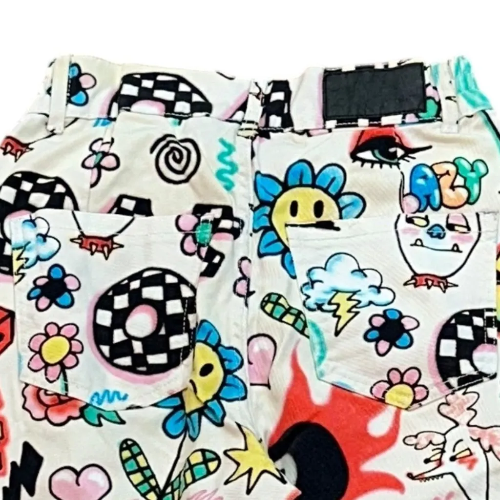 Lazy Oaf Airbrushed Unisex Pants Graffiti Size 26"/4 Pop Art Y2K Retro Pop Art - Image 4