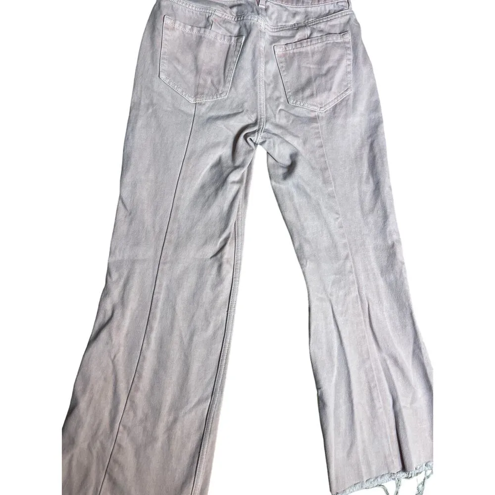 & Other Stories Light Pink High-Rise Frayed Hem Straight Leg Ankle Denim Size 26 - Image 6