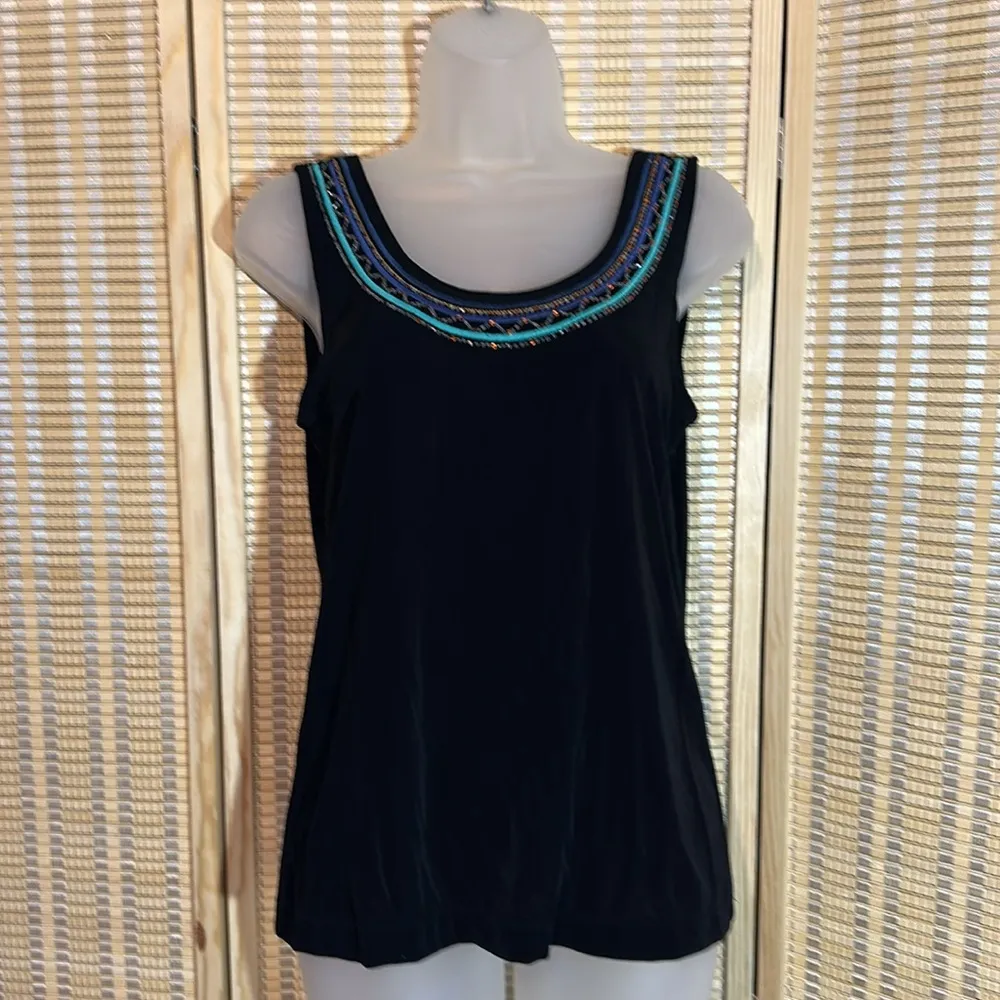 Chico's Travelers Two Piece Black Tank Top With Black Cardigan Sequins Small 1 - Image 7