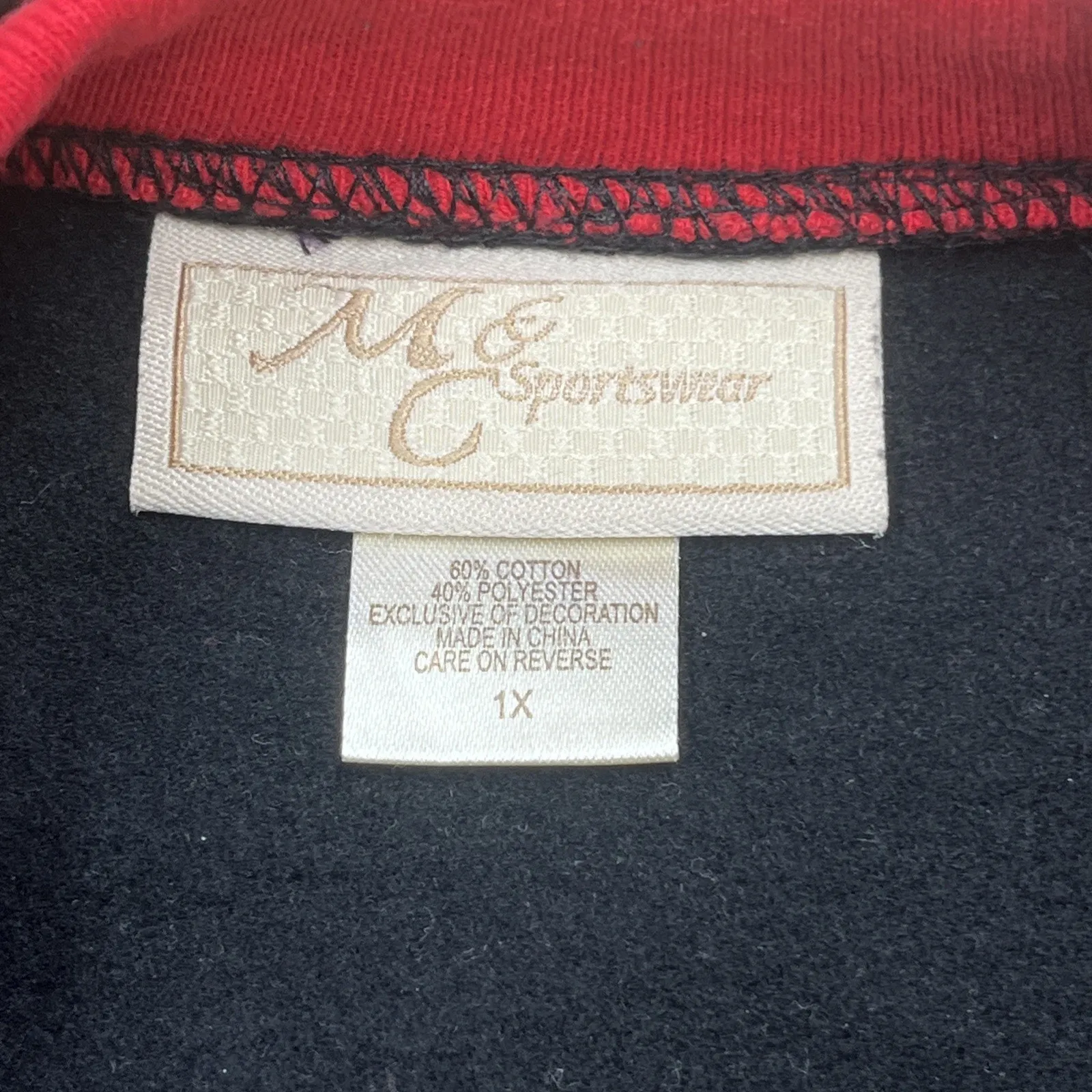 M & C Sportswear Black Bedazzled Embroidered Black Womens Sz 1X Christmas - Image 4