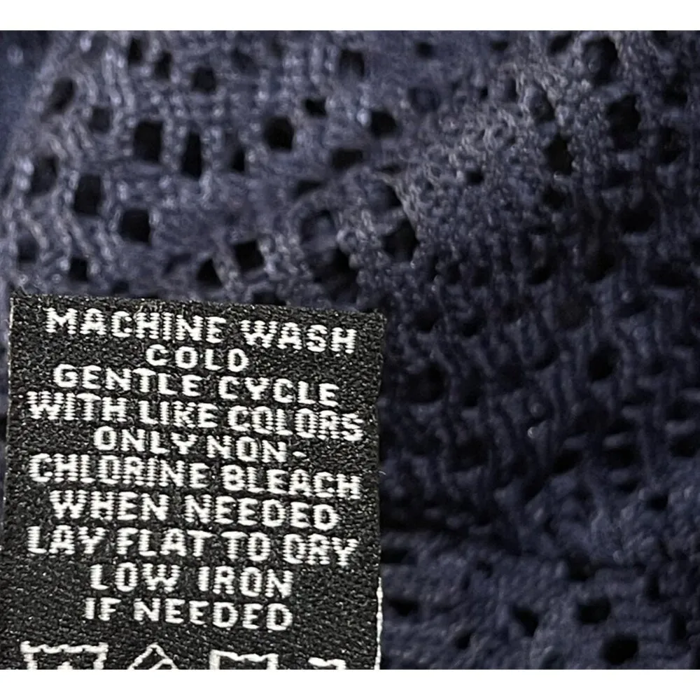 Lennie for Nina leonard Shirt Dress Laser Cut Slip Navy Blue Size XL - Image 8