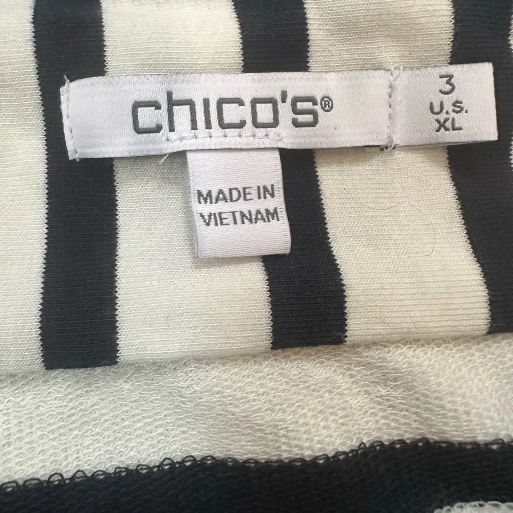 NWT Chicos Top Women XL SIZE 3 Navy White Stripe 3/4 Sleeve Stretch Cotton $86 - Image 9