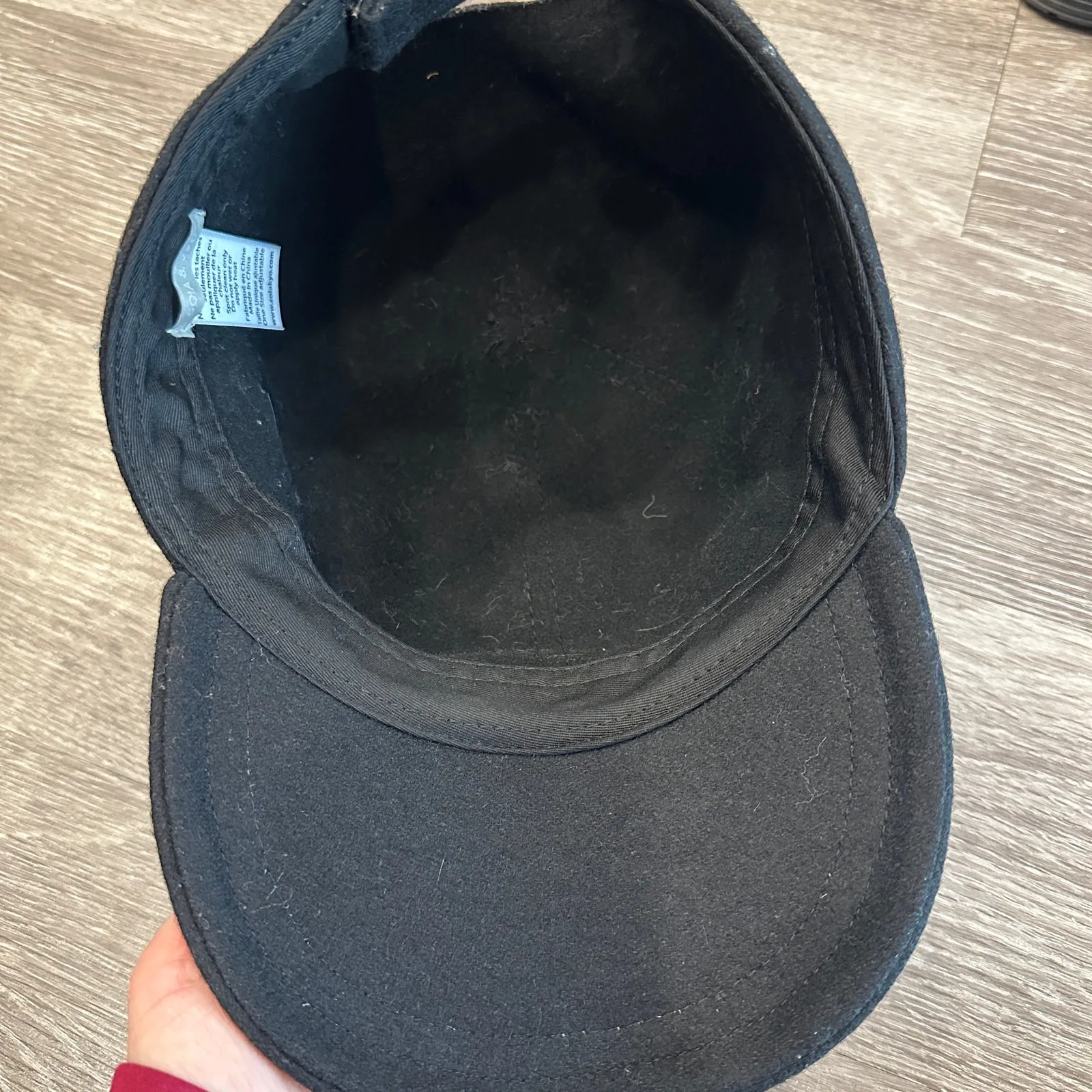 Soia & Kyo Black Felt Wool Marlow Riding Cap Asiatic Raccoon Fur Heritage Preppy - Image 5