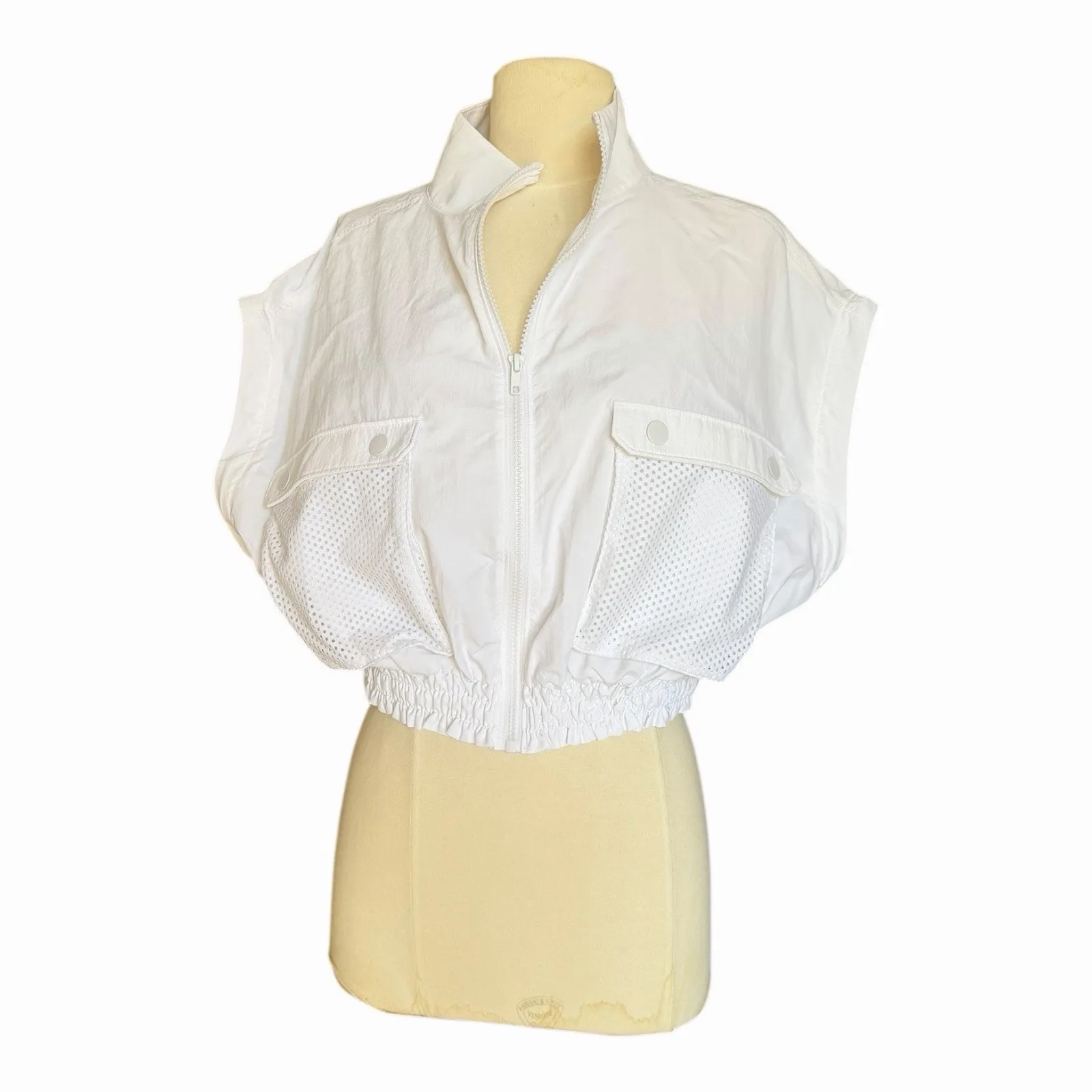 Spiritual Gangster Bridget Crop Zip Jacket / Vest 2-Way Bright White Small NWT - Image 13