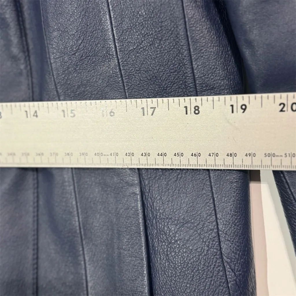 East 5th Genuine Leather Jacket Women’s L Navy Blue Zip Front Nappa Pigskin Moto - Image 7