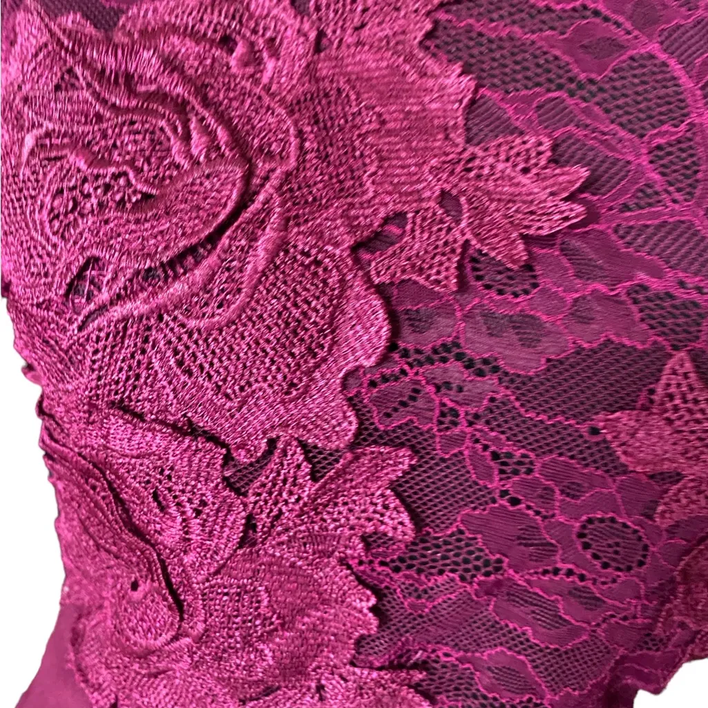 Vintage Charlotte Russe Amaranth Magenta Lace Pencil Dress - Image 6