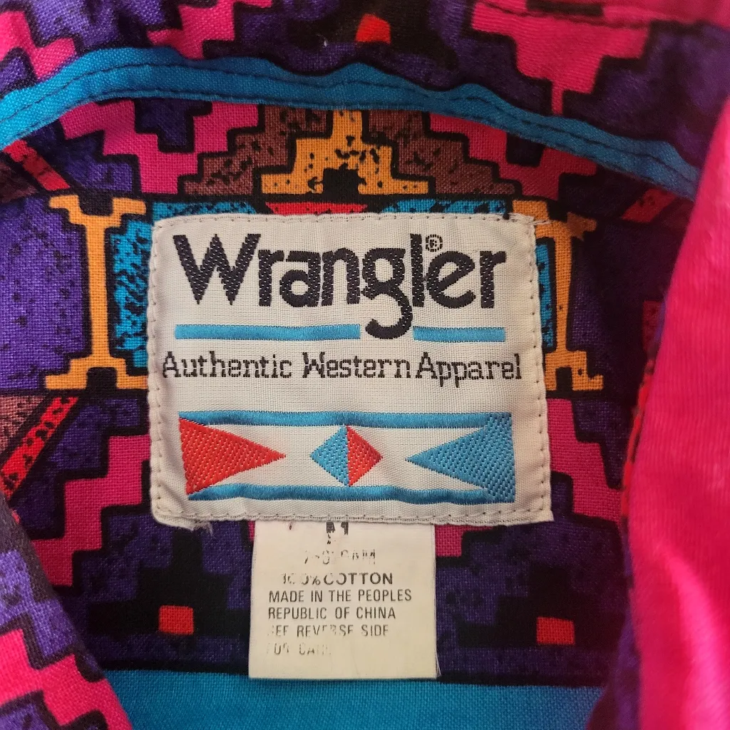 Vintage Wrangler Aztec Button Up Shirt Womens Size Medium - Image 8