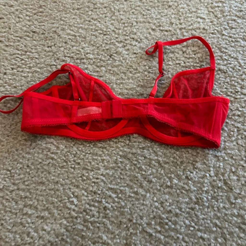 Bra see Thru Lingerie Red Large - Image 4