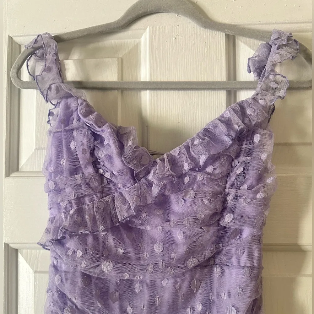 Hello Molly Flirty Friend Mini Dress Lilac, polka dot, party dress, size 8 - Image 5