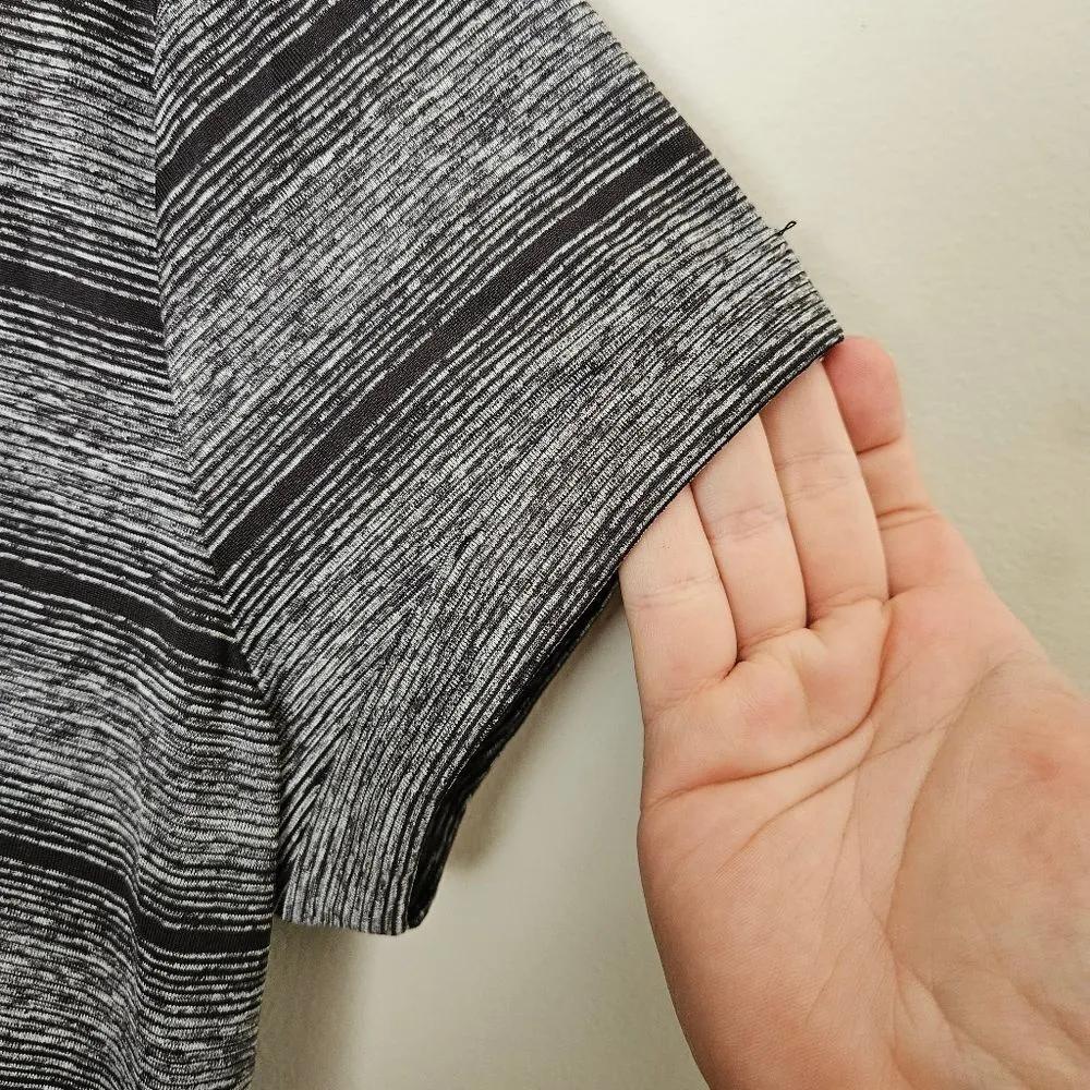 Made For Life Top Workout Athletic Black Gray Stripes Tie Sides Crewneck Casual - Image 5