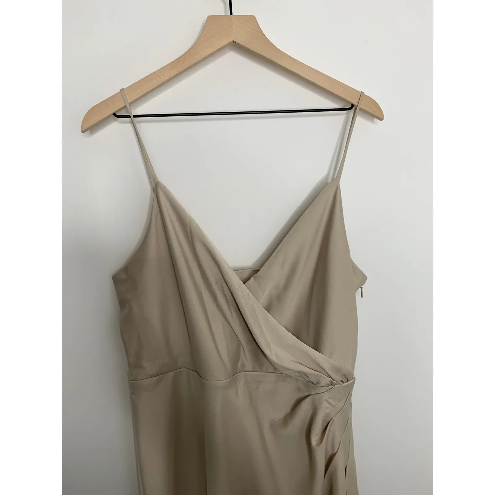 BHLDN Freya Satin Charmeuse Dress in Oyster Neutral Nude Womens US14 New - Image 7