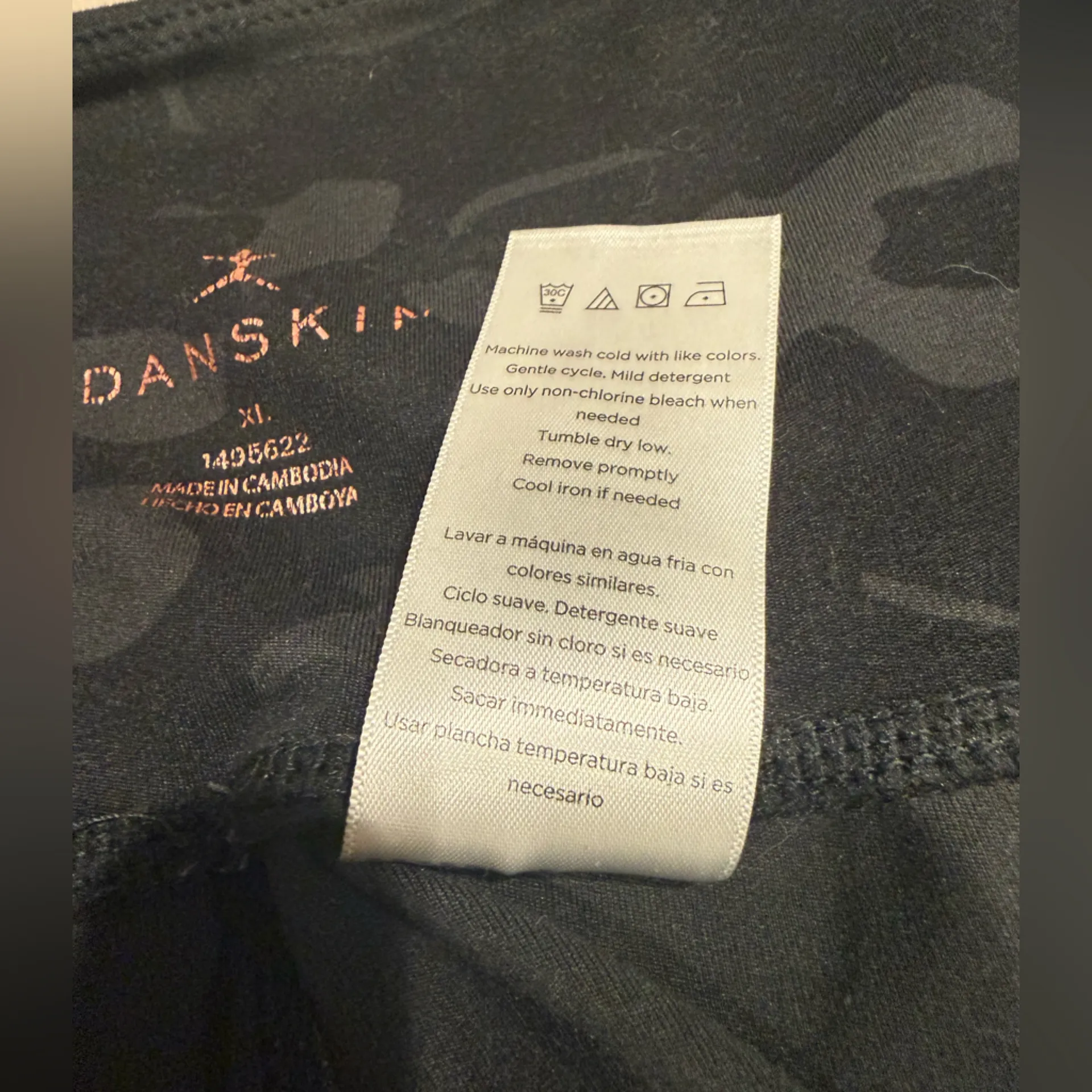 Danskin Black Camo High Rise Leggings w/ Side Pockets XL Full Length Athleisure - Image 6