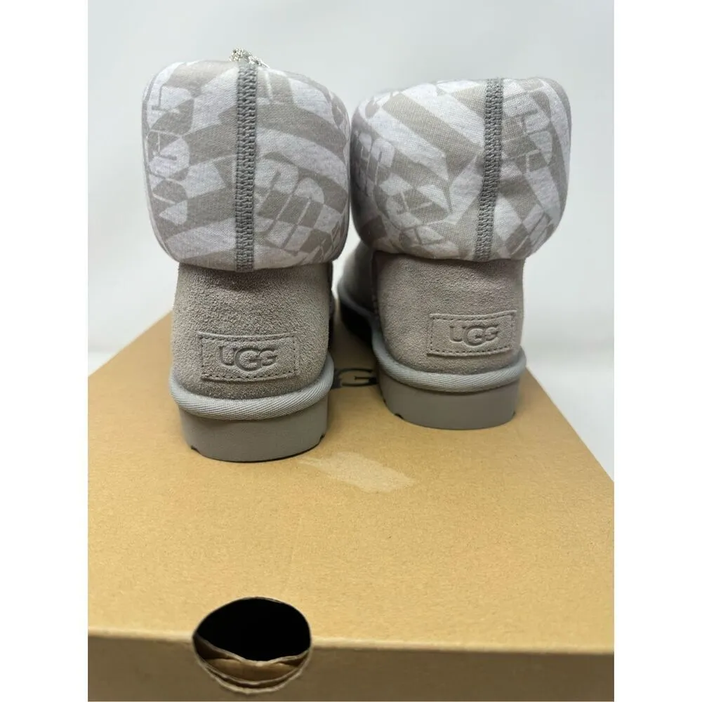 UGG Classic Mini Jersey Suede Boots Plush Winter Stripe Gray Women Size 6 New - Image 7
