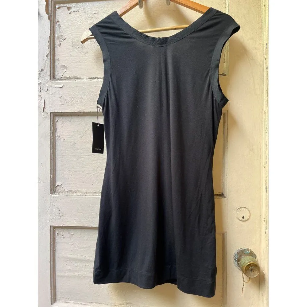 NWT Vera Wang Scoop neck Cotton Ruched Gathered Black Cocktail Dress Size 8 - Image 7