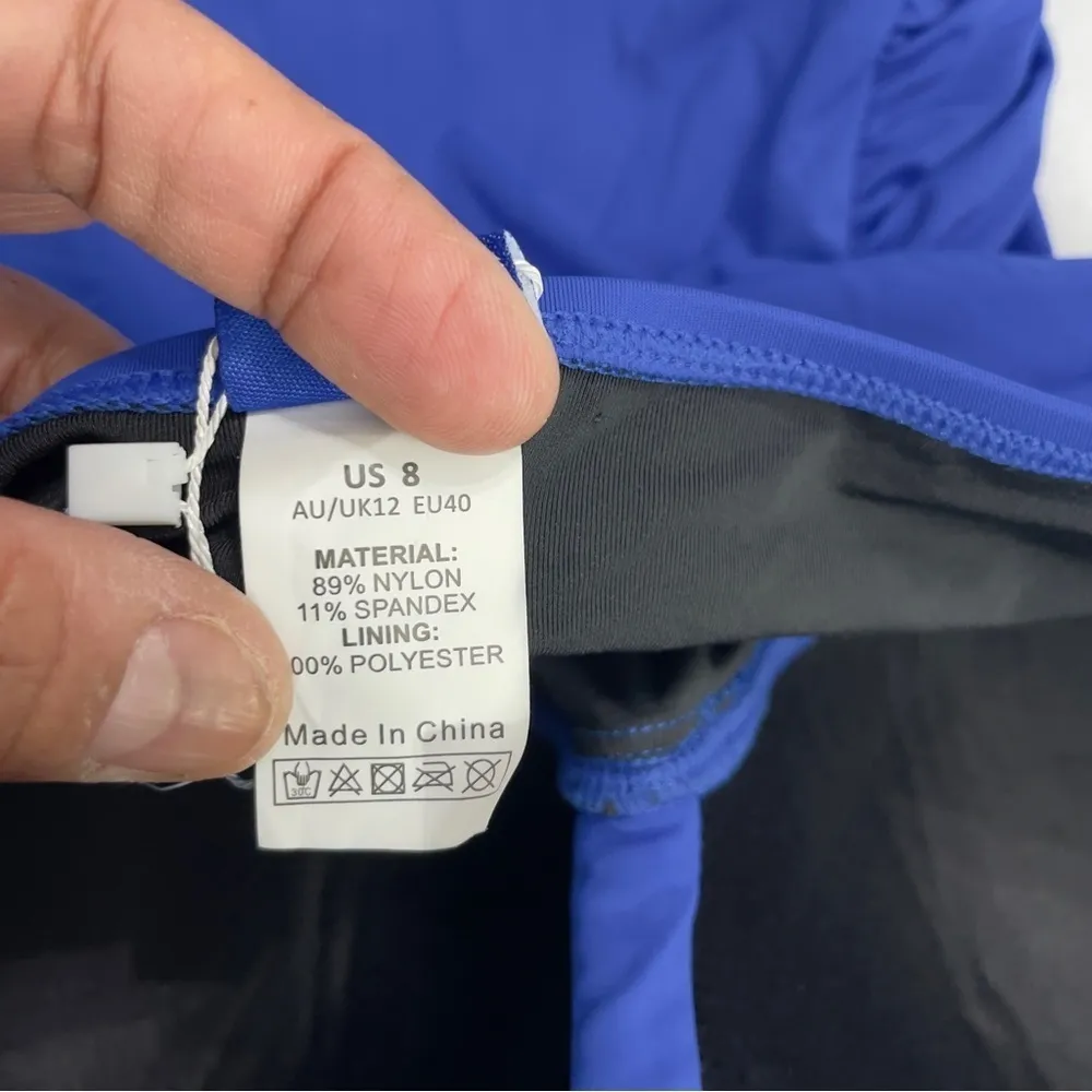 Hilor Women's Bandeau One Piece Swimsuits Front Twist
Ruched Bathing Suits 8 Blue - Image 12