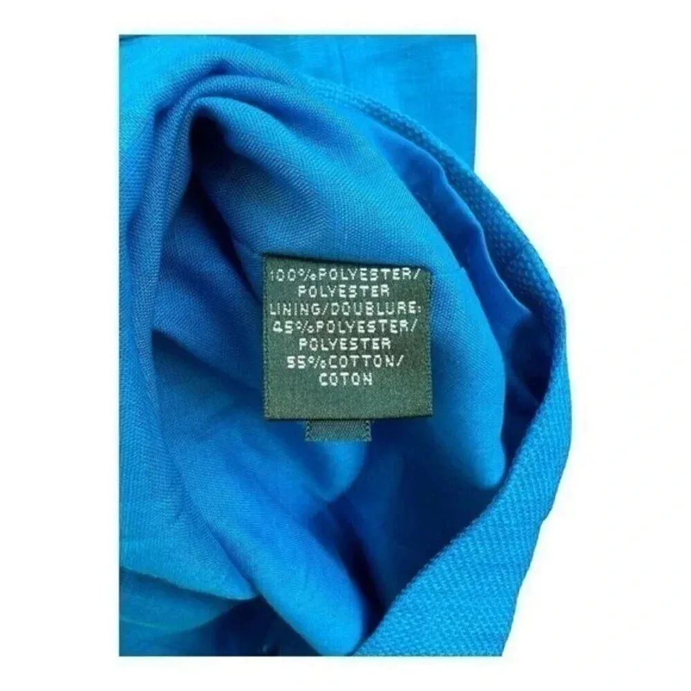 Lauren Ralph Lauren Size 6 Prussian‎ Blue Textured Cotton Dress Sleeveless Lined - Image 3