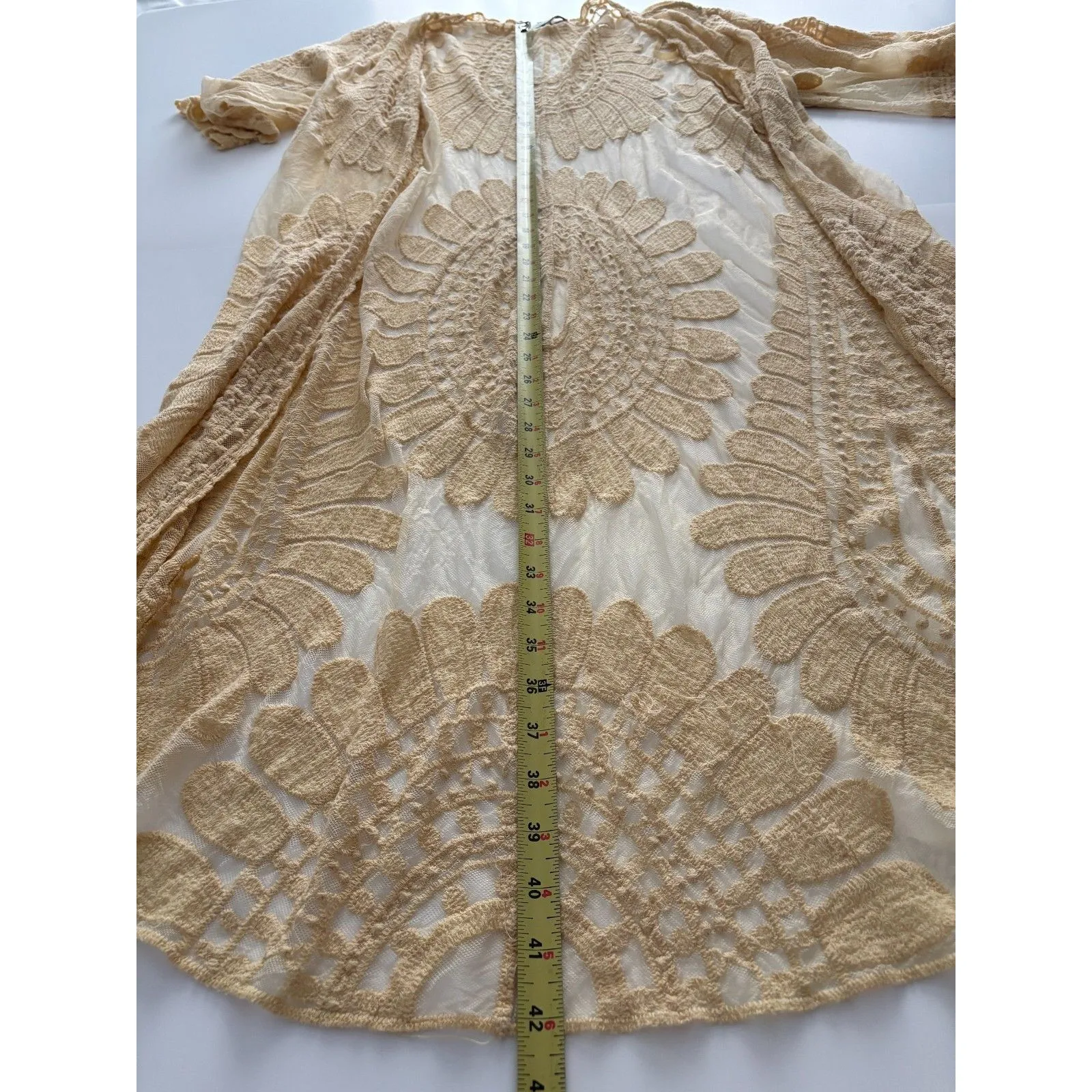 Rebellion Again Lace Duster Small Creamy Yellow Sheer Kimono Romantic Coquette * - Image 8