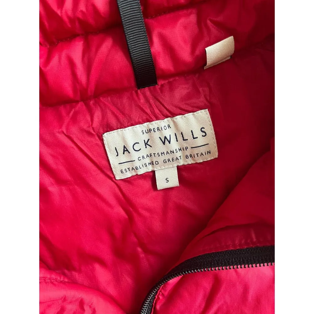 Jack Wills Red Down Filled Spell Logo Full Zip Quilted Puffer Vest Womens Small - Image 6