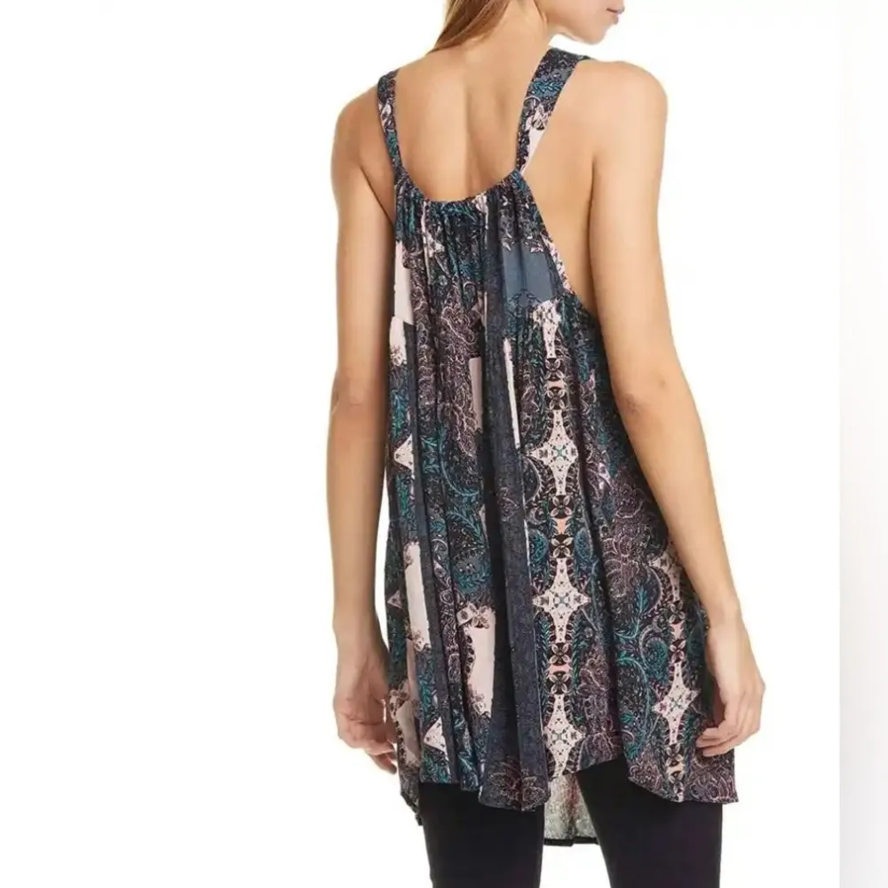 NWT Free People Black Combo Count me in Boho Trapeze Mini Dress Top size S - Image 4