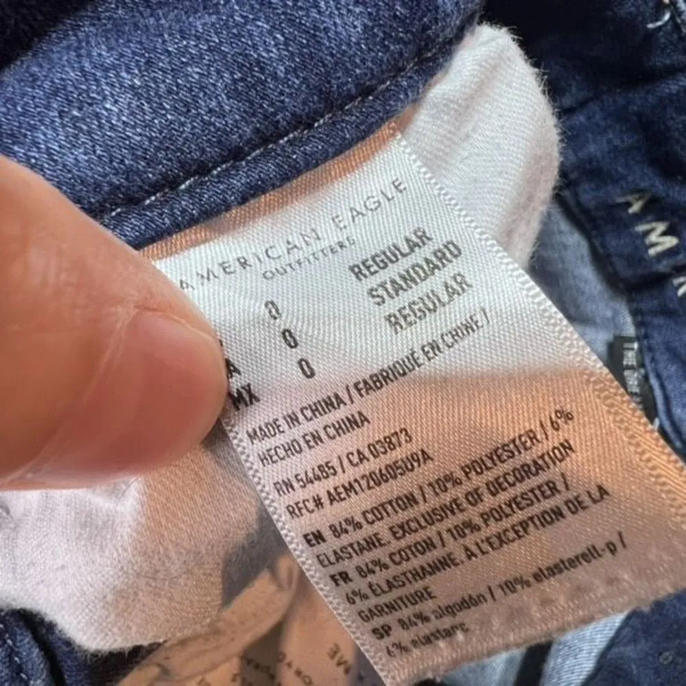 American Eagle Outfitters Women's Distressed Curvy Jegging Jeans Blue Denim Sz 0 - Image 9