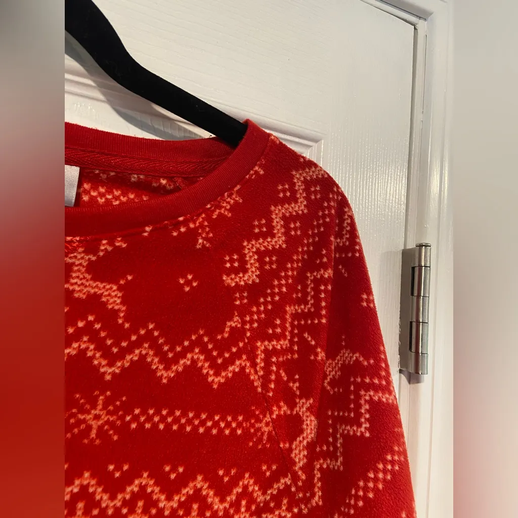 Berkley Jensen Size S Red Reindeer Xmas Long Sleeve Crew Neck Fleece Sleep Top - Image 3