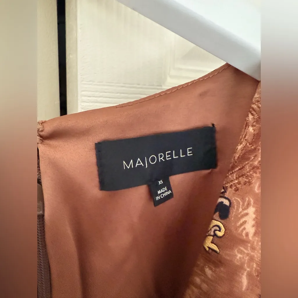 Majorelle Revolve Violeta Mini Dress Arabian Copper Gold Floral Long Sleeve XS - Image 5