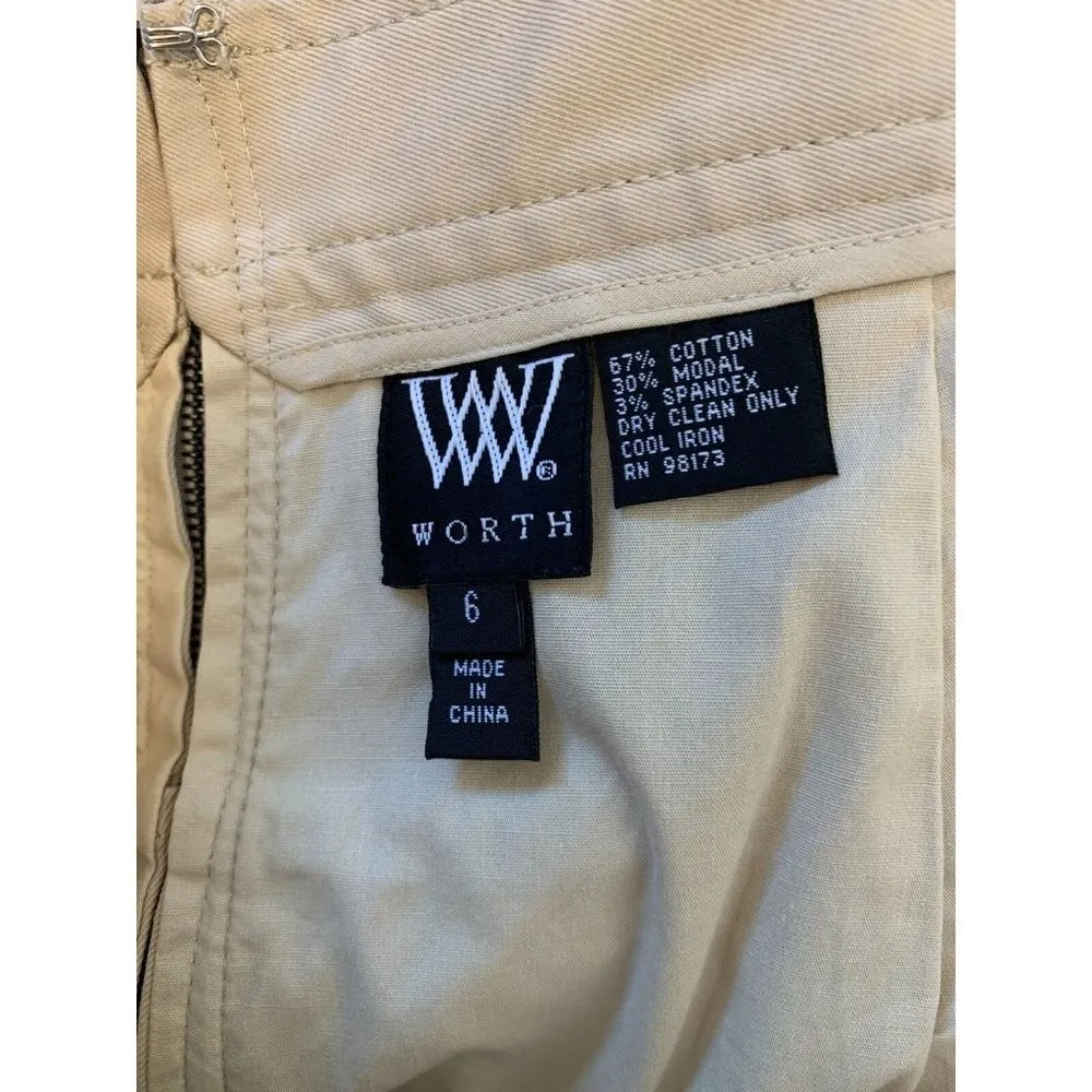 NWT Worth Almond Butter Beige Stretch Cotton Pencil Bandage Skirt Size 6 Tan - Image 5