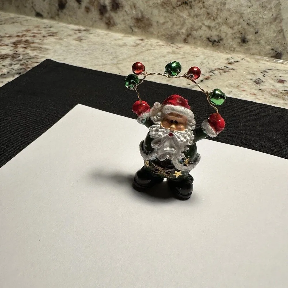 Christmas Holiday Santa Claus With Bells Brooch Pin - Image 2