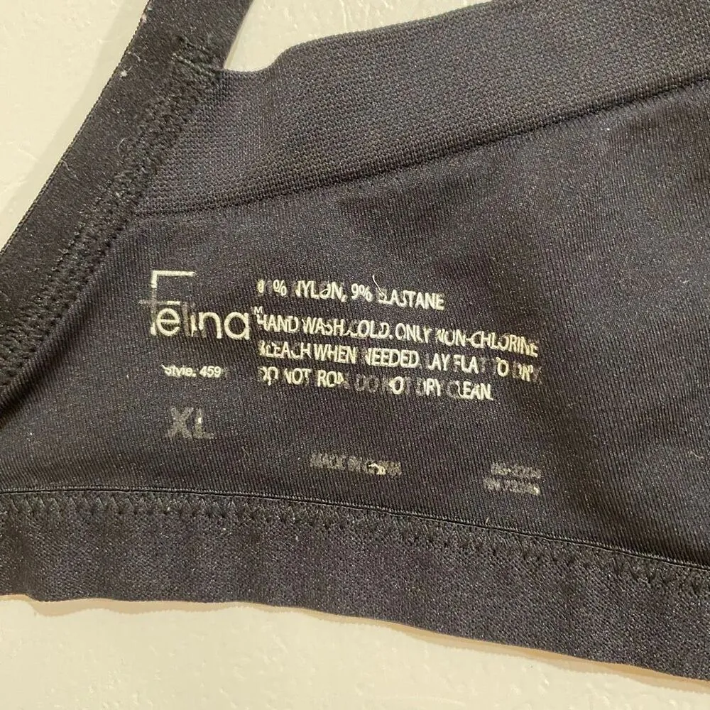 Felina Women’s XL Black Seamless Bralette Adjustable Straps Comfort Lounge Bra - Image 3