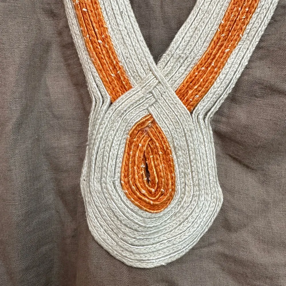 Vintage Lucky Brand Tan Linen Blend Boho Southwestern Tunic Dress Size Small S - Image 3