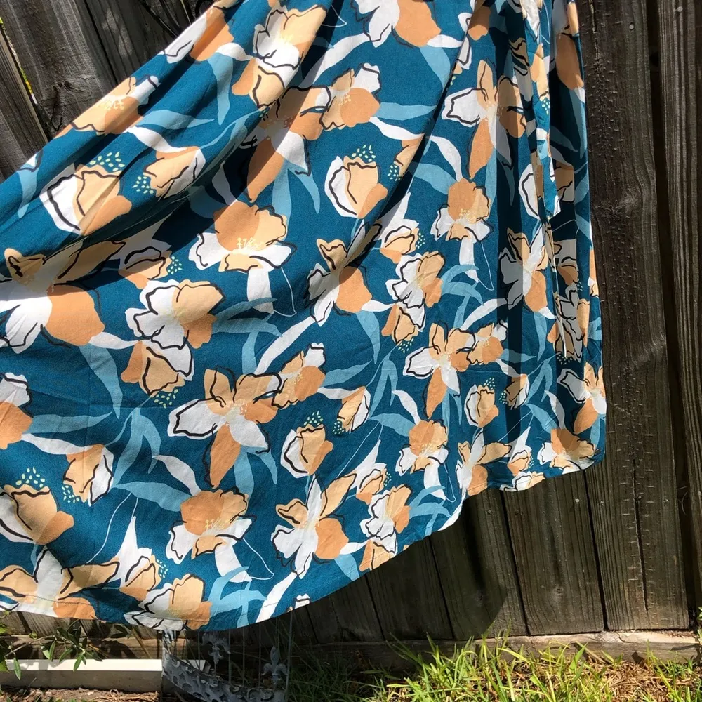 Roxy Nowhere to Hide Dress Small Midi Print Strappy Hibiscus 🌺 - Image 9