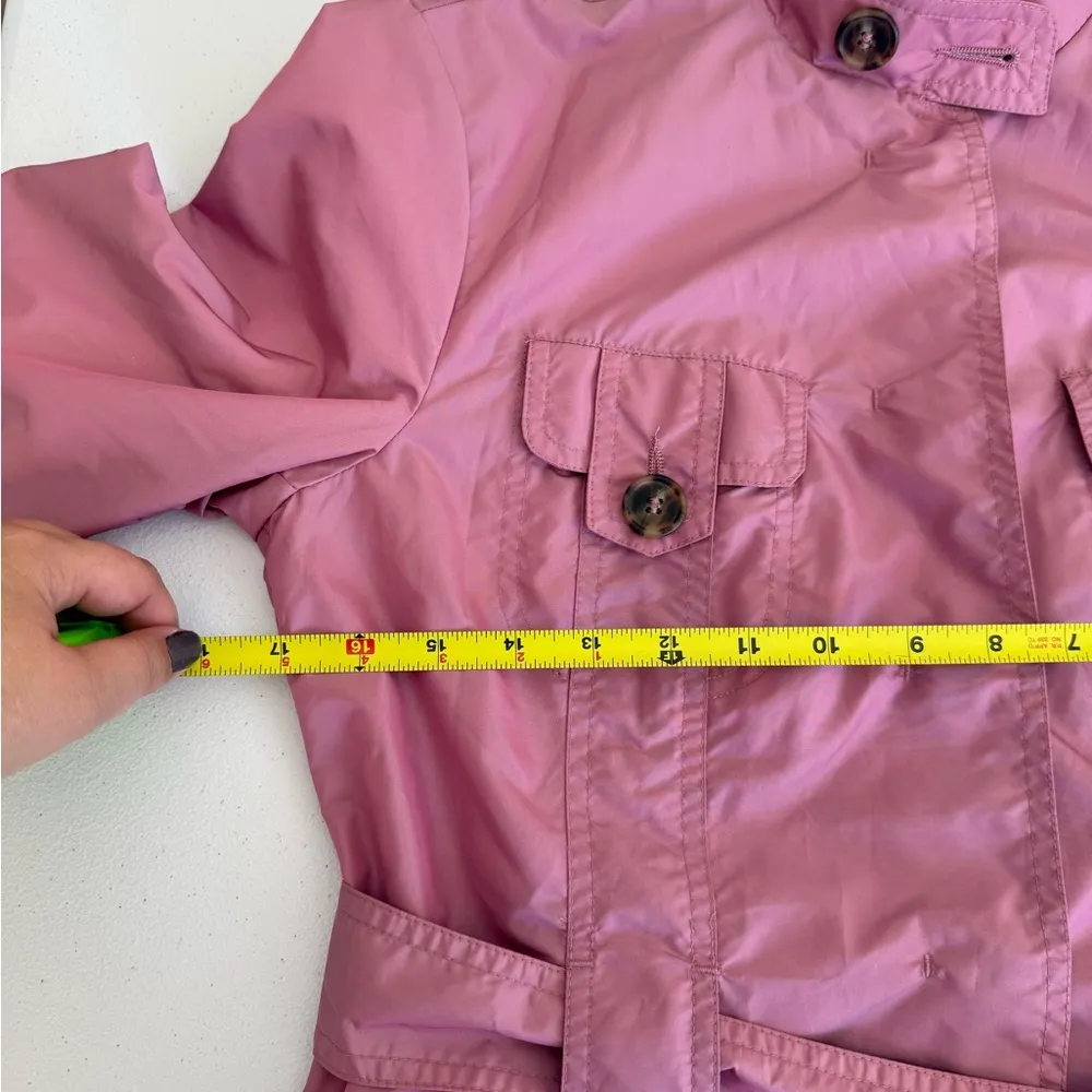 Benetton Women’s Trench Style Pink Long Sleeve Belt Jacket Medium Blazer - Image 7