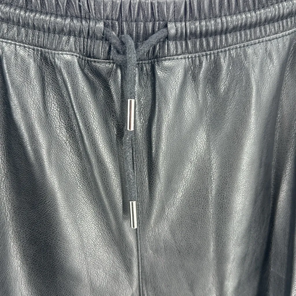 Scoop faux leather Black joggers pull on L casual fall winter active neutral Size L - Image 10