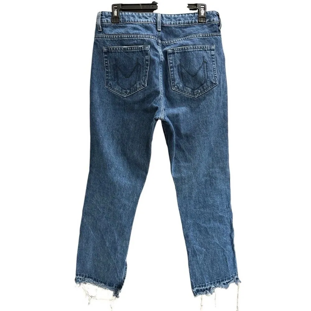 Show Me Your Mumu Brooklyn High Rise Distressed Jeans AnkleSplit Raw Hem Size 29 - Image 4