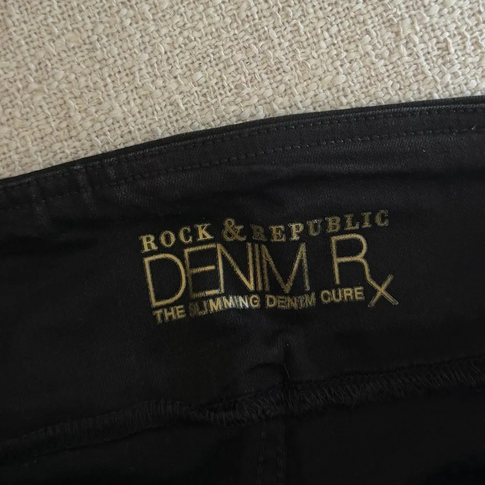 Rock & Republic Black Pull On Skinny Jeans Jeggings Sz 4 - Image 4