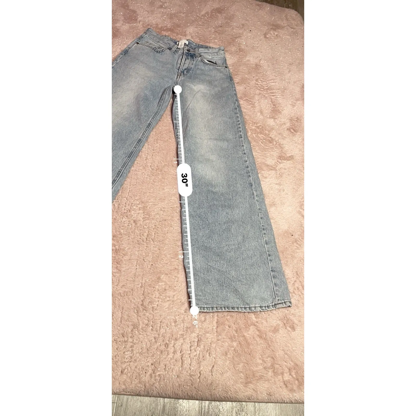 H&M Jeans Women 2 Blue Denim Wide Leg Mid Rise Zip Fly Cotton Blend Size 0 Bin11 - Image 4