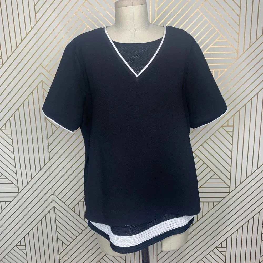 Scotch & Soda Class‎ Of 76 Varsity Layered Jersey Top Black Size US Medium - Image 3