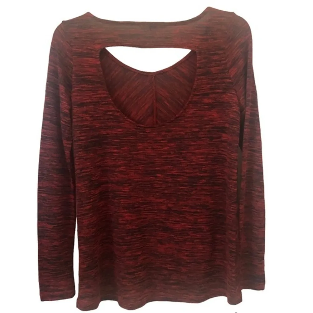 🔵 SALE 3/$25 NEW JACK RED SPACE DYE HEATHER PATTERN OPEN BACK LONG SLEEVE TOP XS - Image 3