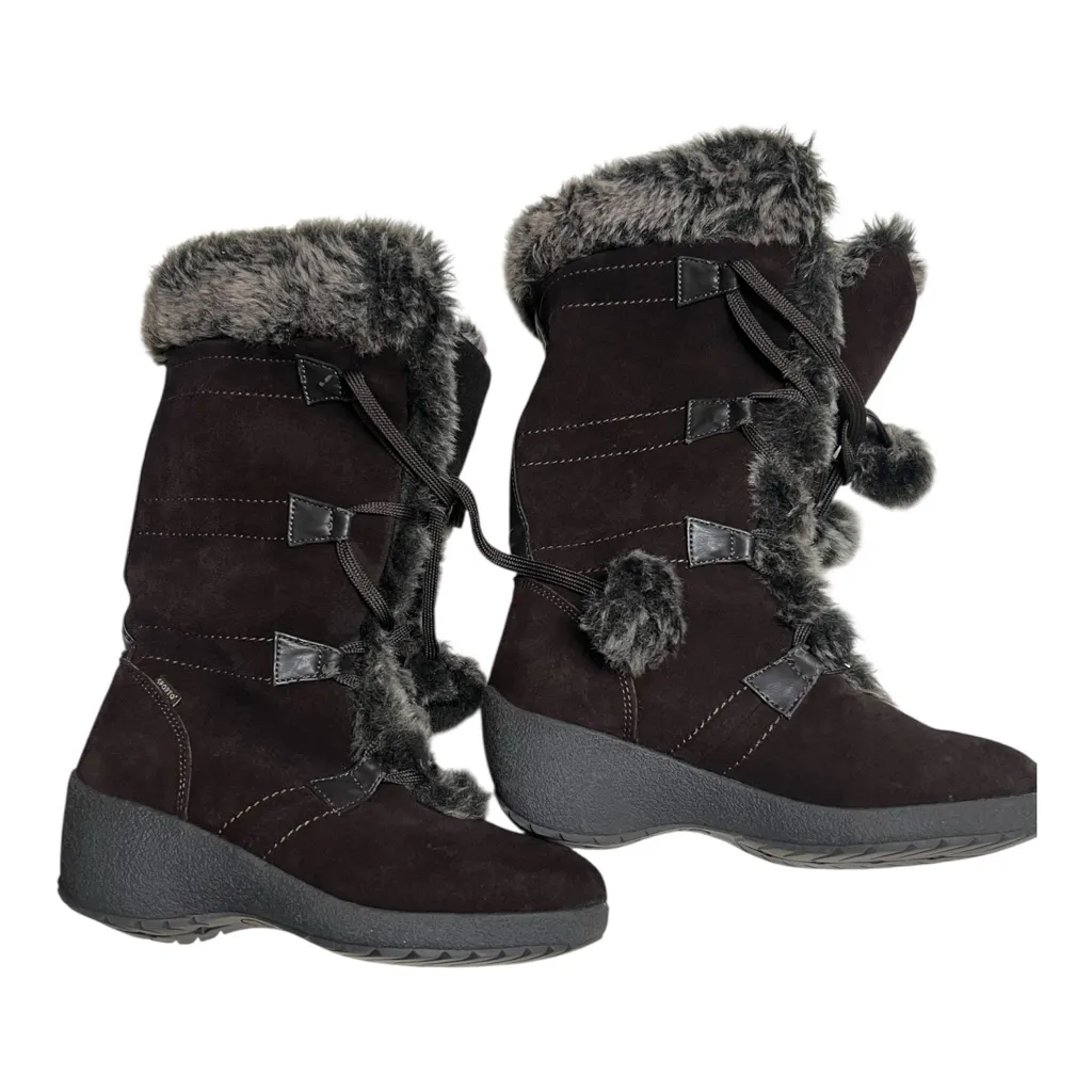 Sporto Meagan Women's Brown Suede Leather Wedge Winter Boots Size 7W - Image 2