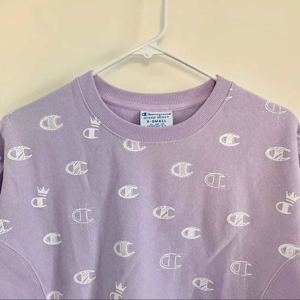 Champion Reverse Weave Logo Crewneck Sweater in Lavender XS - Image 4