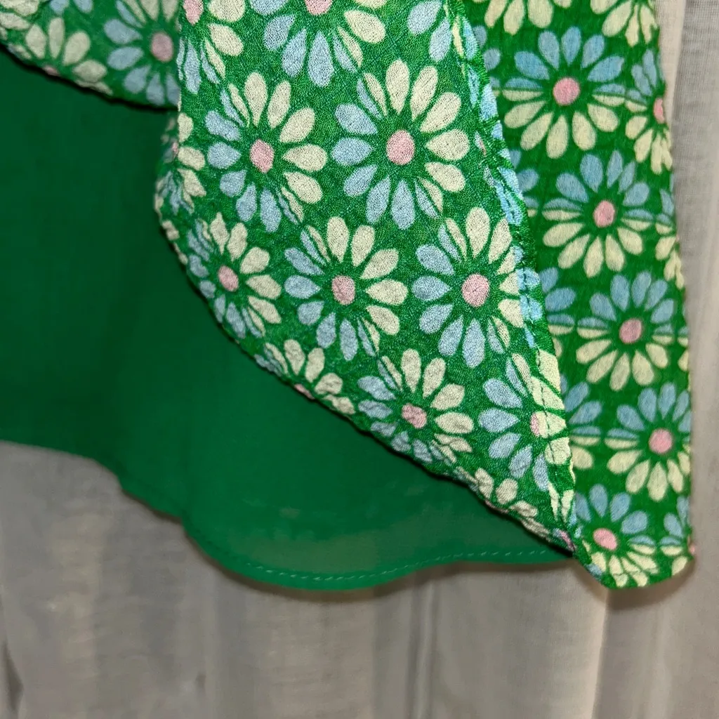 Zara Size S Green Floral Sleeveless Dress - Image 6