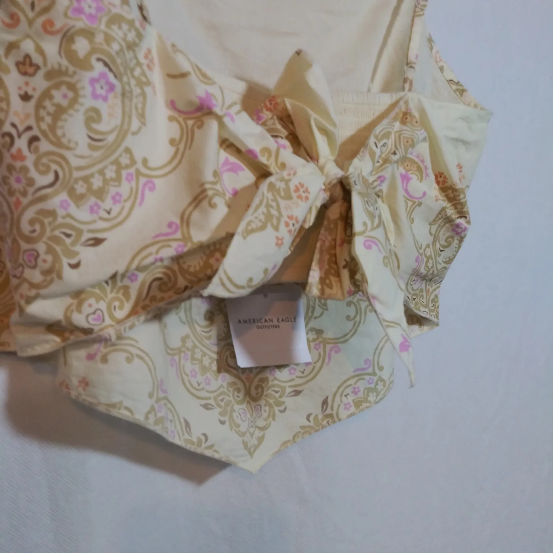 American Eagle Cream Paisley Bandana Top Festival Boho Size Small - Image 6