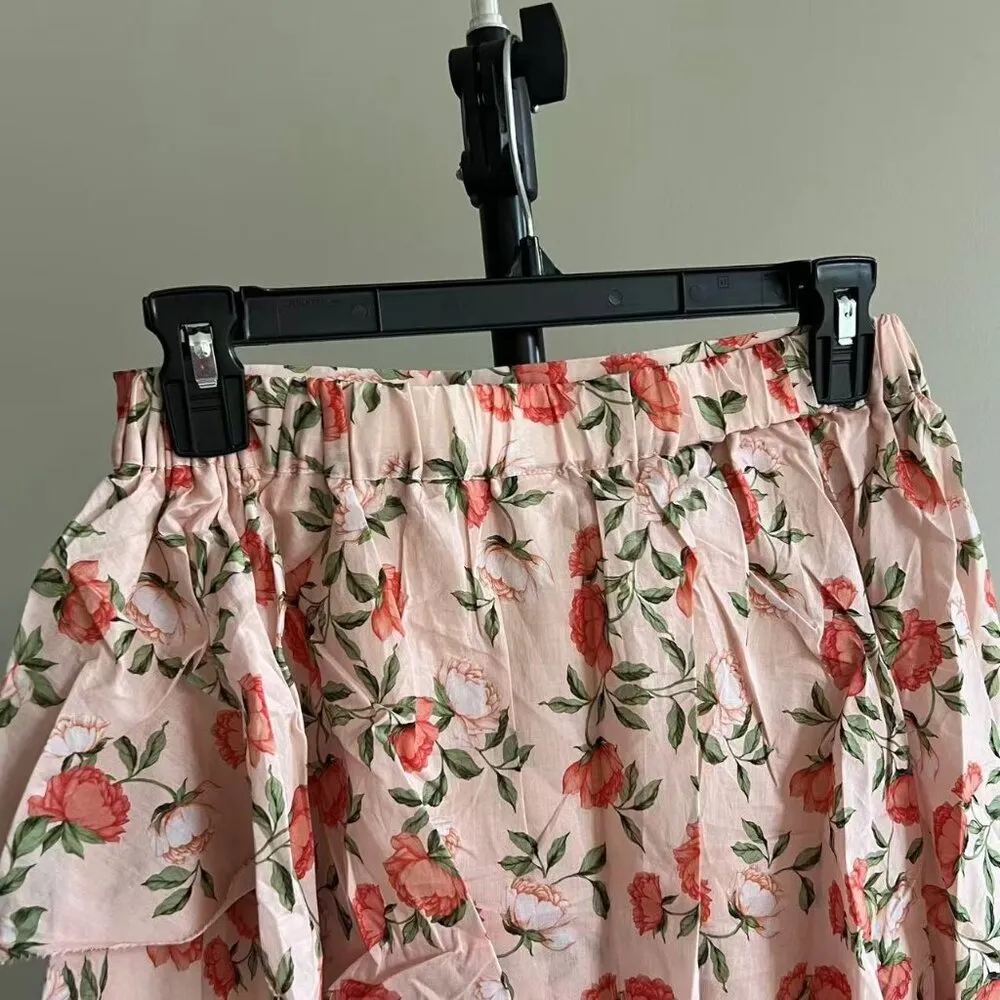 NWOT Kivari Floral Skirt Ruffle Tiered Maxi Size 6 Pink Fairy Boho Elastic waist - Image 4
