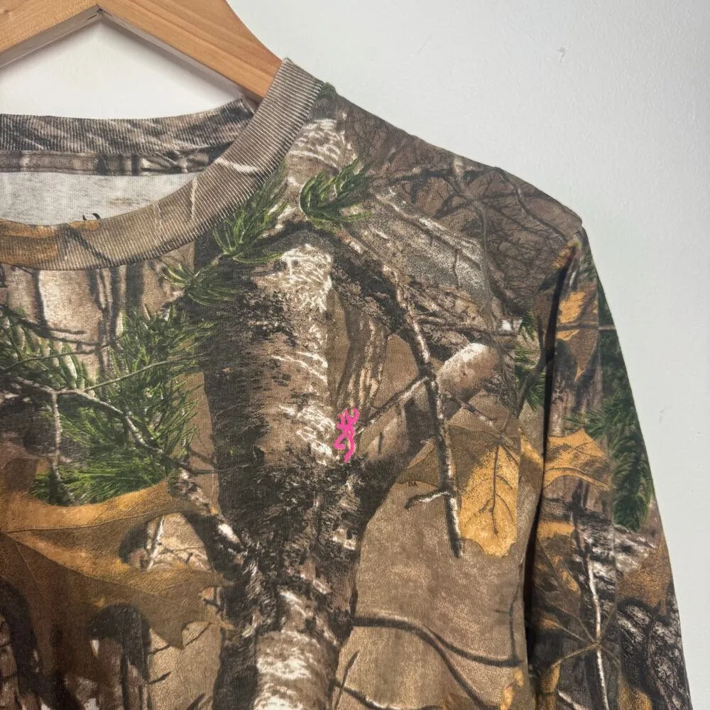 Browning Women M Wasatch Long Sleeve Camouflage Pink Buckmark Camo Hunt Active - Image 5
