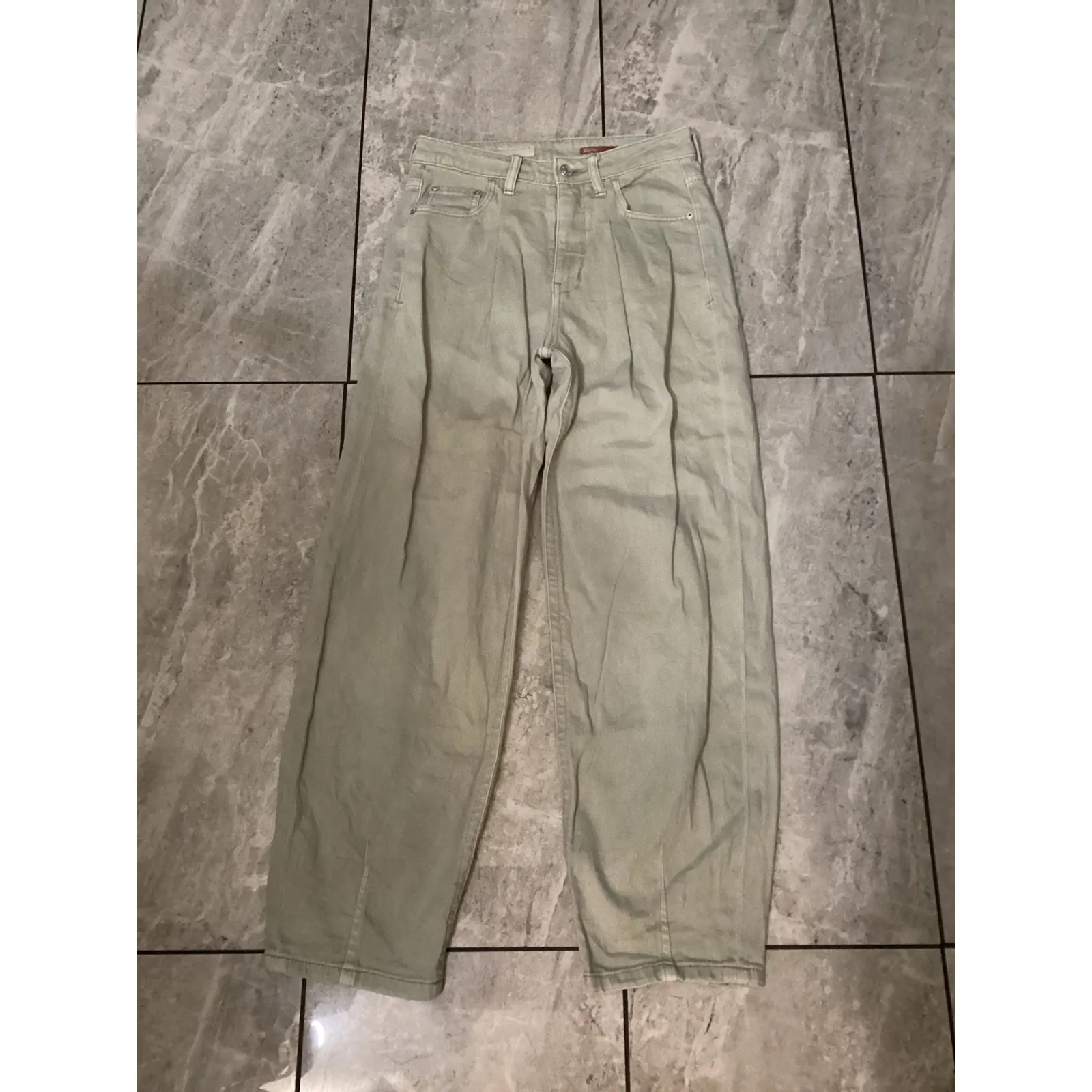 PILCRO The Breaker Women's Light Green High Rise Pleated Tapered Jeans Size 25 - Image 2