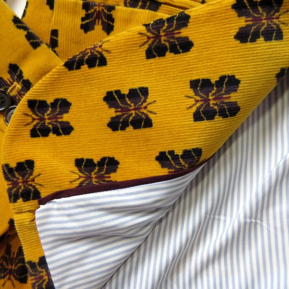 NWT J.Crew Parke Blazer in Yellow Navy Butterfly Corduroy Cotton Jacket 6 - Image 3