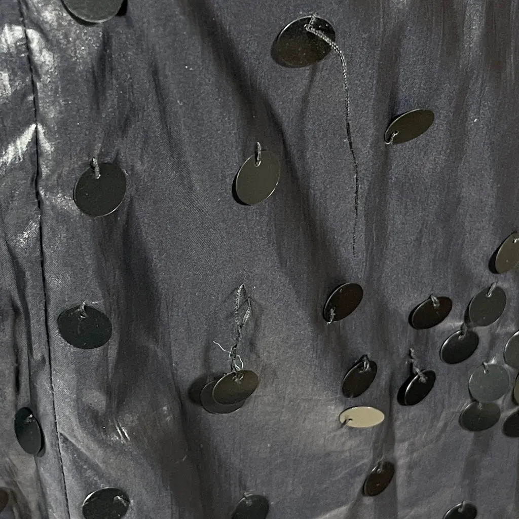 Ryu Flat Sequin Dress Shoulder Bow Black Shift Shimmery S Small Mini Cocktail - Image 4