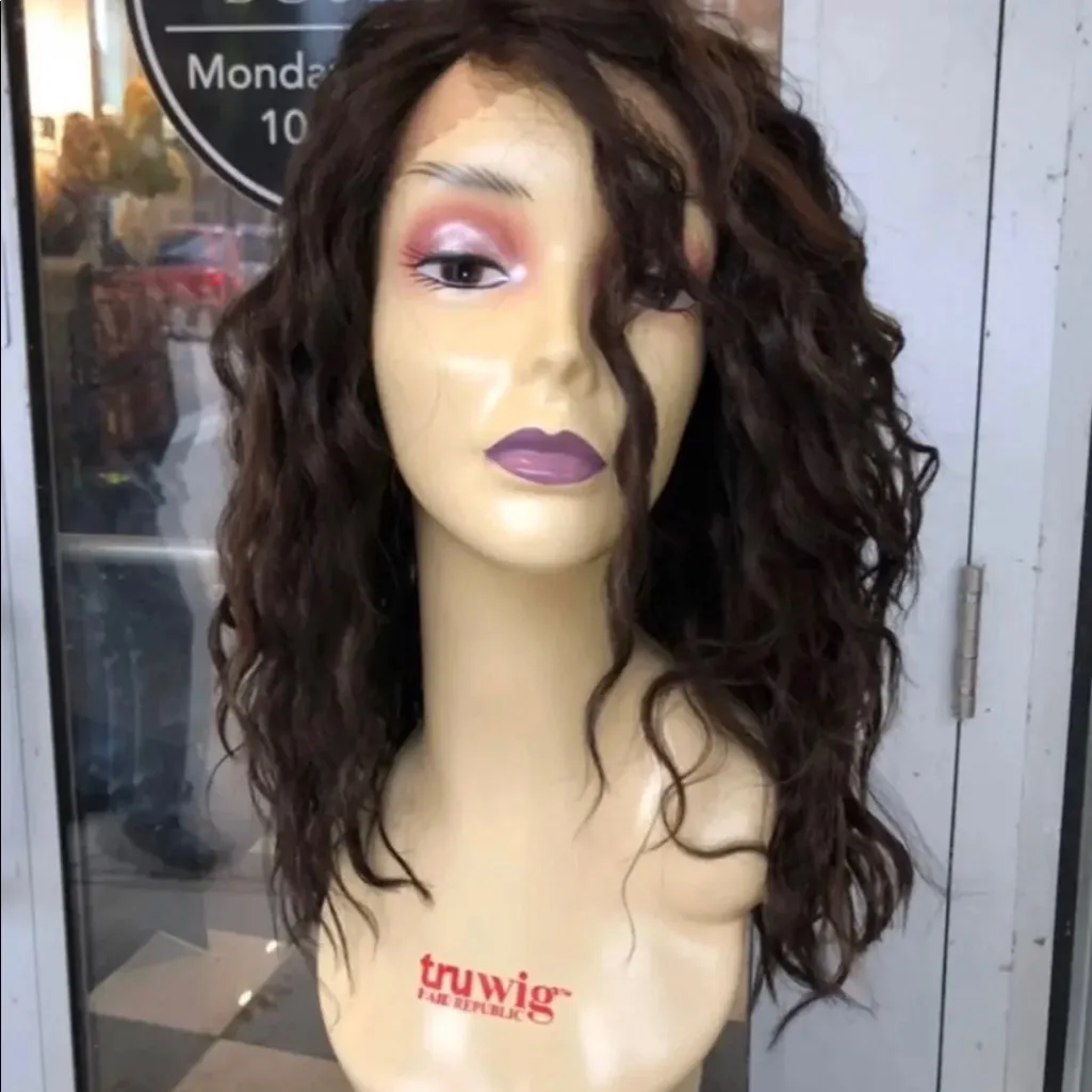 Curly Brown highlights Lacefront Wig - Image 6