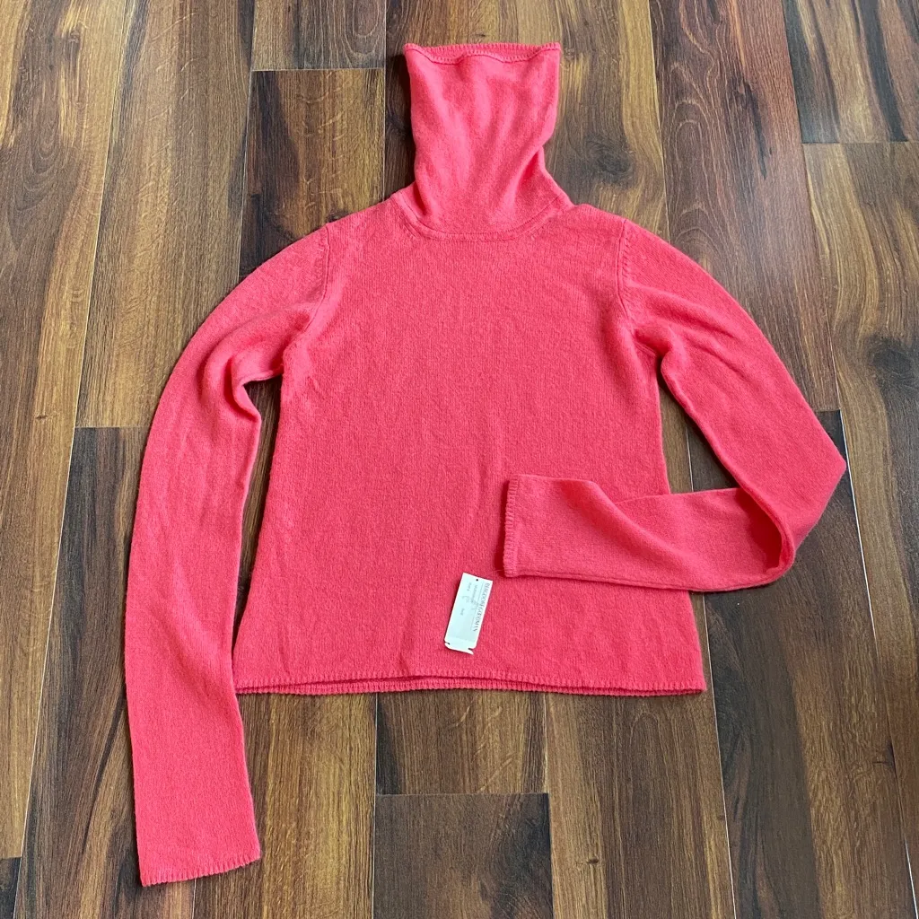 VTG FAI 100% Cashmere Turtleneck Sweater Lightweight Deadstock Bergdorf Goodman Pink Size M - Image 6